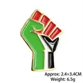 Metal enamel fist pin badge in Palestine flag colors with golden plated edges - Free Palestine Fist Pattern 2