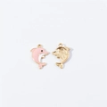 Détails avant et arrière de pendentifs dauphin dorés et émail rose pour bijoux DIY - 3# Rose (Or KC)