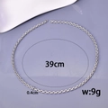 Collana a catena cubana in acciaio inossidabile argento, 39cm di lunghezza, larghezza 0,4cm - Maglia a O Standard