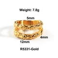Zweilagiger Goldring mit unregelmäßiger Hammerschlag-Textur, 12mm Breite, Gewicht 7,8g - US 6 / Doppel-Lava-Stil / Gold