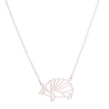 Detailed view of a rose gold origami hedgehog pendant with geometric cutout design - Hedgehog / Rose Gold
