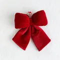 Red velvet Christmas bow ornament with 20cm size and soft texture for holiday decor - Medium / Watermelon red