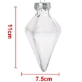Decorazione natalizia a goccia in PET trasparente con tappo argento e fiocchi di neve, 11x7.5cm - Cono