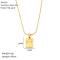 Detail view of 18K gold plated stainless steel sun tarot card pendant necklace specifications - Square Sun Relief Style (SP622G)