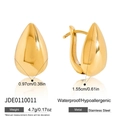 Boucles d'oreilles gouttes dorées en acier inoxydable poli avec dimensions et poids - Style Goutte d'eau (JDE0110011) / Doré