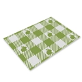 Linen placemat with green and white buffalo plaid pattern and dark green rabbit silhouette - CD002-4 Green White Buffalo Plaid Rabbit