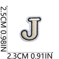 Detailed view of letter J embroidery patch with dimensions 2.5cm by 2.3cm - J (Beige)