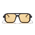 Lunettes de soleil aviateur géométriques noires avec verres jaunes translucides - Monture Noire Verres Jaunes