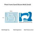 Macro detail of small heart frame silicone mold with dimensions and resin volume specs - Photo Frame Stand Mold (Small)