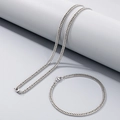 Ensemble gourmette et bracelet en acier titane argenté poli pour hommes - Bracelet 20CM / 3.5mm / Acier