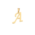 Golden stainless steel letter A pendant with vacuum plating on white background - Letter A