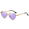 Lunettes de soleil cœur dorées avec verres violets et monture en métal torsadé - Monture Dorée Violet Océan