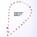 Irregular orange stone necklace with silver stainless steel chain and product measurements - Red Sandstone