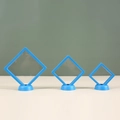 Three sky blue jewelry suspension boxes in small, medium, and large sizes with round bases - Sapphire Blue
