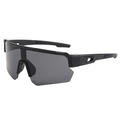 Gafas de ciclismo negro mate con lentes grises grandes con protección UV total - Montura Negra Lente Gris