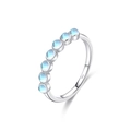 Elegante anello in argento sterling S925 con sette pietre di luna tonde, vista laterale - Taglia US 5 / Argento sterling 925