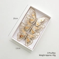 Three champagne gold sequin butterfly hair clips in a 20x13cm white gift box - Gold Butterfly (3 Pcs Set)