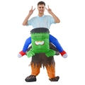 Inflatable Frankenstein costume for Halloween featuring green monster carrying human design - Cycling Frankenstein / One Size