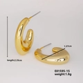 Gepolijste gouden U-vormige chunky oorringen met spiegelglans en afmetingen - Goud Druppelvormige U-ring (E01595-15)
