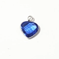 Faceted heart-shaped blue birthstone pendant with silver-toned metal loop accessory - Silver-September