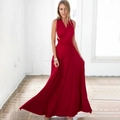 Elegante vestido maxi rojo multiposición con diseño de espalda abierta para mujer - S / Rojo