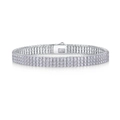 Detail of silver double-row tennis bracelet with sparkling round-cut stones - 19cm / Double Row Inlaid Style (L13555-20)