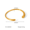 Polished gold stainless steel open cuff bracelet with dimensions and weight specs - Gold Waterdrop End Open Cuff (HC-B20029)