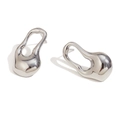 Irregular hollow teardrop earrings in polished silver finish with fluid design - Irregular Hollow Water Drop Studs / Steel