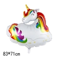 Standing 3D unicorn foil balloon in white with rainbow details, size 83x71cm - Unicorn Horse-83*71cm