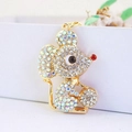 Simpatico portachiavi a forma di topo con strass luccicanti su metallo dorato - Colorato
