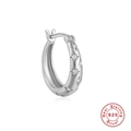 Detail of 925 sterling silver hoop earring with star-shaped cubic zirconia stones - Single Platinum #3 (11mm)