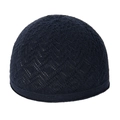 Detailansicht der dunkelblauen Strickmütze mit atmungsaktivem Maschenmuster - Marineblau