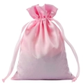 Pink satin drawstring bag with a silky finish for jewelry and lingerie storage - 9*12cm / Pink