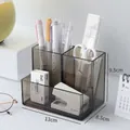 Three-grid tiered acrylic desk organizer in transparent grey for stationery storage - 3 Compartments / Light Gray