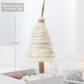 Décoration de Noël en peluche blanche avec perles en bois et base pour sapin - Blanc
