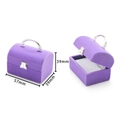 Macro detail of purple velvet jewelry box showing dimensions and open interior view - 25# Purple Jewelry Box Shape