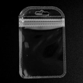 Detail of translucent iridescent frosted bag with ziplock seal and hanging hole - Clear