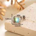 Serpent-inspired surgical steel cartilage stud with glowing moonstone gemstone - Rainbow (A159-6#)
