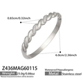 Silver stainless steel twisted rope bracelet with zircons and product dimensions - Twisted White Zirconia Style (Z436) / Silver