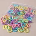 Sortierte bunte hochelastische Haargummis für Kinder mit transparenter Aufbewahrungstasche - Hochelastische Haargummis in Beutel / 50 Stück Beutel / Mehrfarbig Stil A
