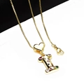 Detail of gold number 1 pendant with small heart and colorful zircon stones on box chain - Pendant with Necklace / Letter I