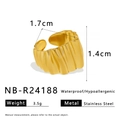 Detaillierte Größenangaben des gewellten, 18K vergoldeten Edelstahlrings für Damen - Einstellbar Offen / Goldener Faltiger Stil (NB-R24188)