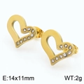 Orecchini a cuore dorato traforato con piccole pietre, misura 14x11mm e peso 2g - Orecchini a Bottone Dorati (KE108878-KFC)