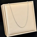 Minimalist silver-tone titanium O-link chain necklace displayed on a jewelry cushion - O-chain 【40+5cm】 / Steel