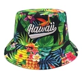 Bob noir avec motifs floraux tropicaux colorés et broderie Hawaii en relief - M (56-58cm) / Noir