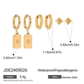 Dreiteiliges goldenes Edelstahl-Zirkonia-Ohrringset mit Sternanhängern und Maßen - Sternanhänger Oktogonal Set