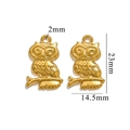 Golden owl pendant charms in stainless steel with 23mm height and 14.5mm width specs - 602 (Owl) / Gold