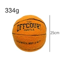 Orange basketball plush pillow with black embroidered hustle logo and 25cm size - Orange