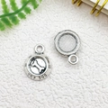 Antique silver Top Dog charm with bone pattern and claw prints for DIY pet jewelry - Dog Food Bowl (10x15mm)