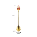 Cucchiaio natalizio in acciaio inossidabile dorato con simpatico Babbo Natale sul manico - Cucchiaio d'oro 304 - Babbo Natale